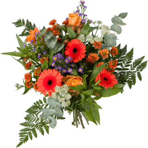 Foto van DekaMarkt Koningsdagboeket op witte achtergrond