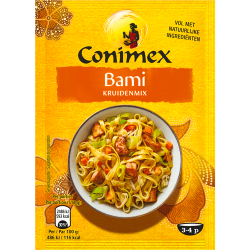 Foto van Conimex Kruidenmix bami op witte achtergrond