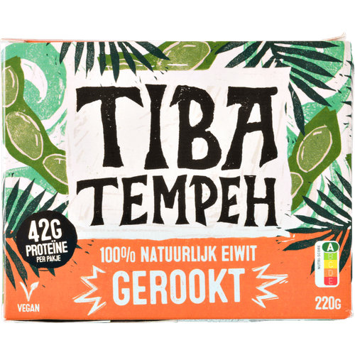 Foto van Tiba Tempeh Gerookt op witte achtergrond