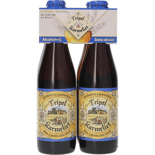 Foto van Karmeliet Tripel 0.4% 4x 33cl op witte achtergrond