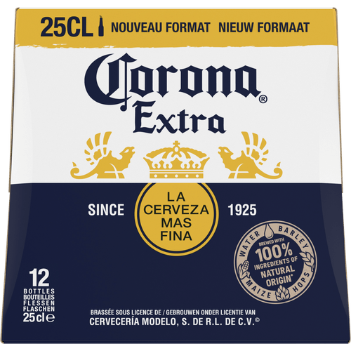 Foto van Corona Extra 12x 25cl op witte achtergrond