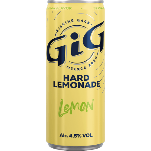 Foto van GiG Hard lemonade lemon op witte achtergrond