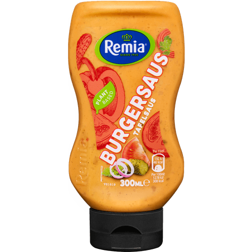Foto van Remia Tafelsaus burger op witte achtergrond