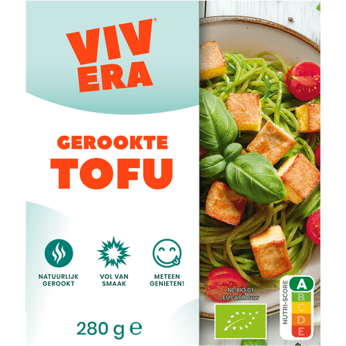 Foto van Vivera Tofu gerookt op witte achtergrond