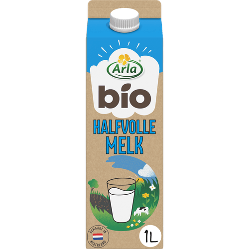 Foto van Arla Biologische halfvolle melk op witte achtergrond