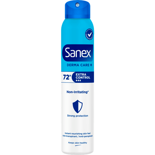 Foto van Sanex Deospray dermo extra control op witte achtergrond