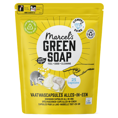 Foto van Marcel's Green Soap Vaatwascapsules op witte achtergrond