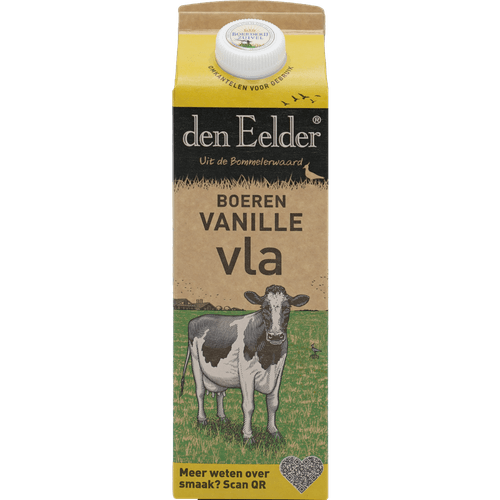 Foto van Den Eelder Boeren vla vanille op witte achtergrond