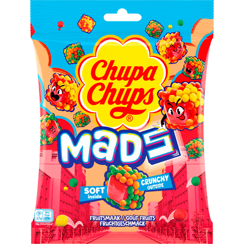 Foto van Chupa Chups Mads fruits op witte achtergrond