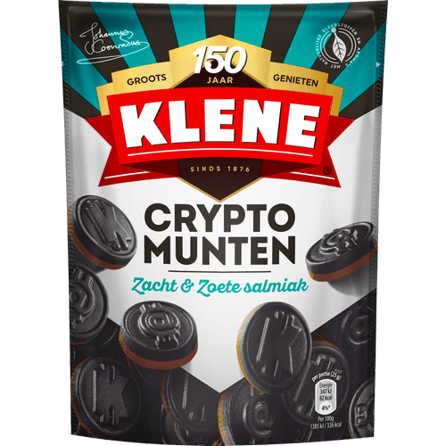 Foto van Klene Drop crypto munten op witte achtergrond
