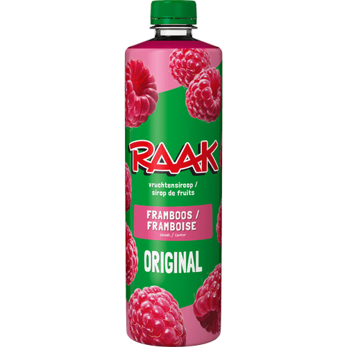 Foto van Raak Limonadesiroop framboos op witte achtergrond