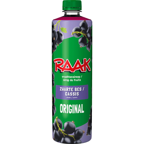 Foto van Raak Limonadesiroop zwarte bessen op witte achtergrond
