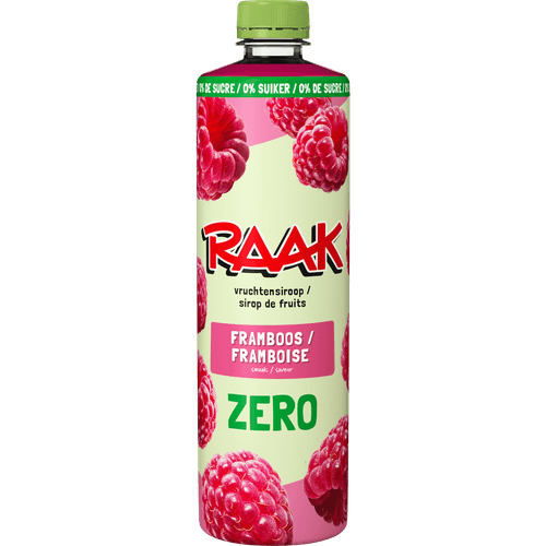 Foto van Raak Limonadesiroop framboos zero op witte achtergrond
