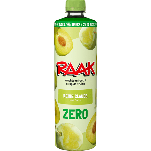 Foto van Raak Limonadesiroop reine claude zero op witte achtergrond