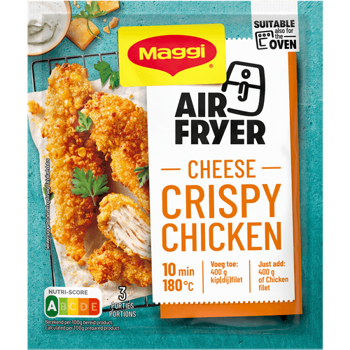 Foto van Maggi Kruidenmix airfryer crispy cheese op witte achtergrond