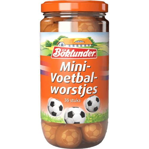 Foto van BOKLUNDER Mini voetbalworstjes op witte achtergrond