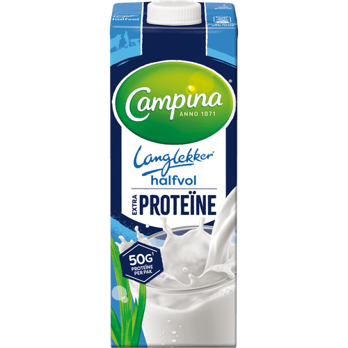 Foto van Campina Halfvolle melk proteine op witte achtergrond