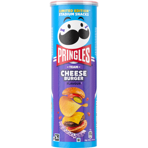 Foto van Pringles Cheese burger op witte achtergrond