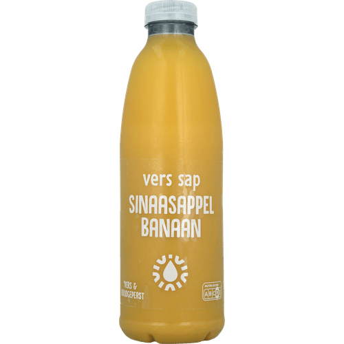 Foto van Sap sinaasappel banaan op witte achtergrond