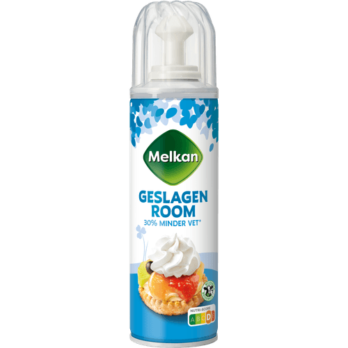 Foto van Melkan Geslagen room spuitbus op witte achtergrond
