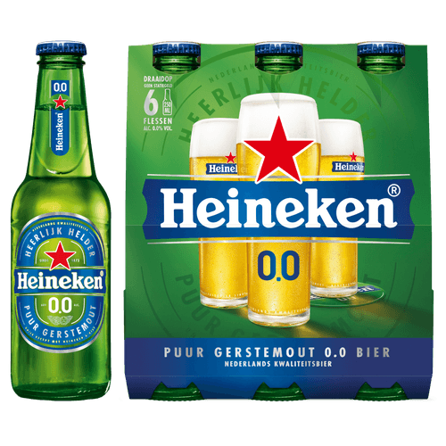Foto van Heineken 0.0 % mono pilsener twist-off op witte achtergrond