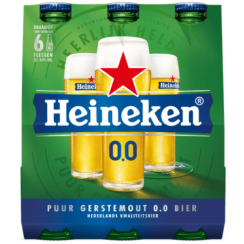 Foto van Heineken 0.0 % mono pilsener twist-off op witte achtergrond