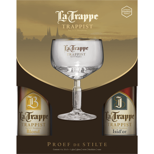 Foto van La Trappe Prior bokaal 4x op witte achtergrond
