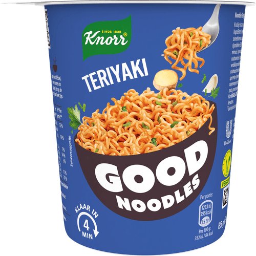 Foto van Knorr Good noodles cup teriyaki op witte achtergrond