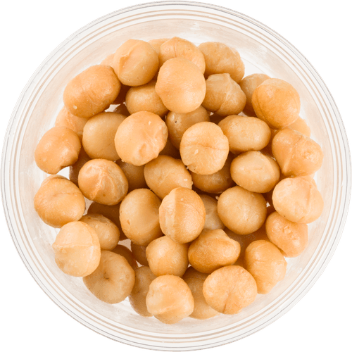 Foto van DekaMarkt Macadamias gezouten op witte achtergrond