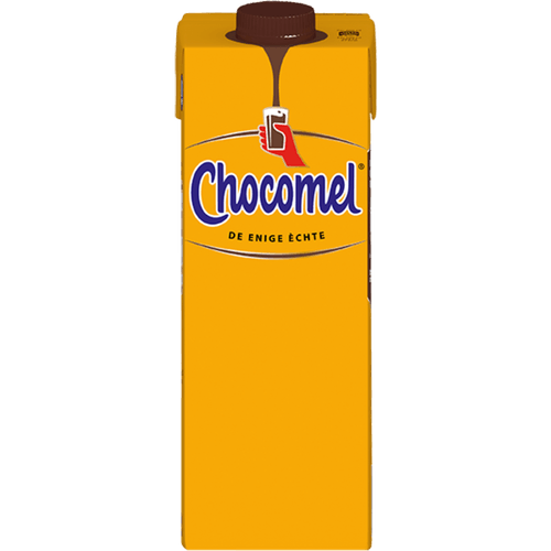 Foto van Chocomel Chocolademelk vol op witte achtergrond