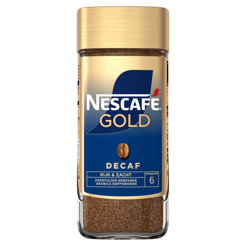 Foto van Nescafé Gold oploskoffie decaf op witte achtergrond