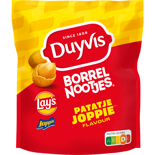 Foto van Duyvis Borrelnootjes lays patatje joppie op witte achtergrond