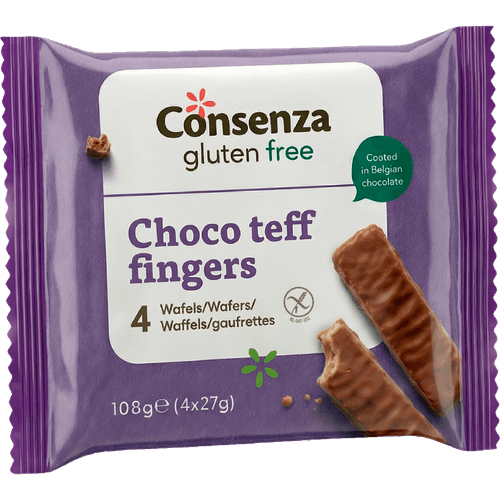 Foto van Consenza Choco fingers 4 st. op witte achtergrond