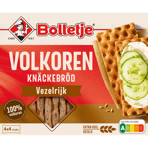 Foto van Bolletje Knackebrod vezelrijk volkoren op witte achtergrond