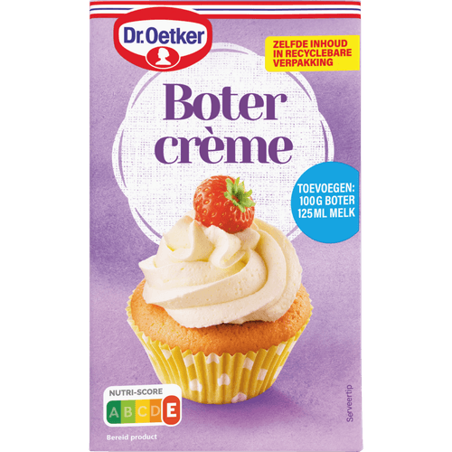 Foto van Dr. Oetker Botercreme mix op witte achtergrond