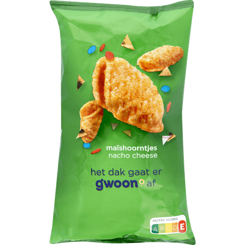 Foto van G'woon Maissnack nacho cheese op witte achtergrond