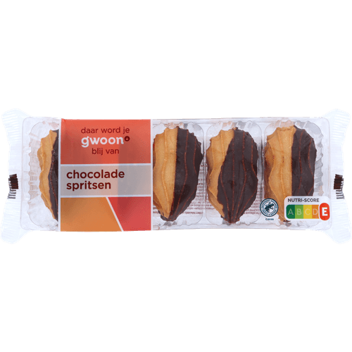 Foto van G'woon Chocolade spritsen op witte achtergrond