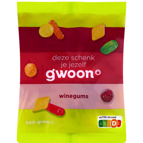 Foto van G'woon Winegums op witte achtergrond