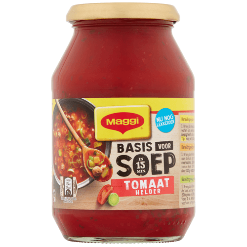 Foto van Maggi Basis heldere tomaat op witte achtergrond