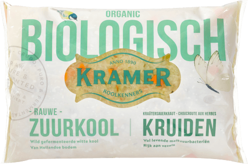 Foto van Kramer Zuurkool kruiden biologisch op witte achtergrond