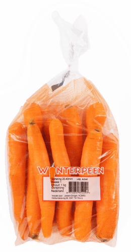 Foto van Winterpeen verpakt op witte achtergrond
