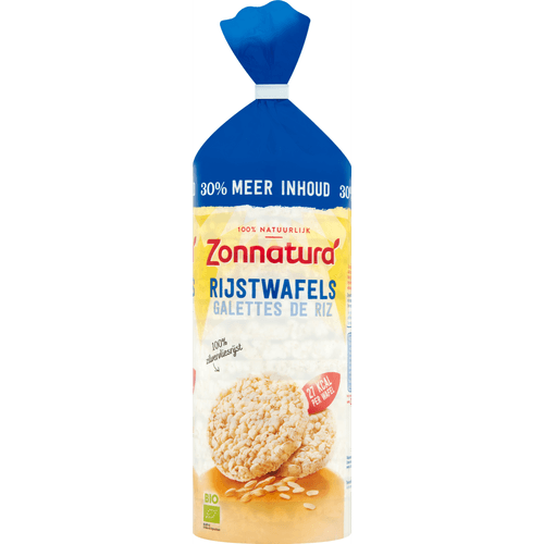Foto van Zonnatura Rijstwafels naturel op witte achtergrond