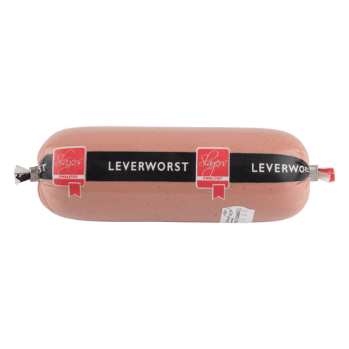 Foto van Slagerskwaliteit Slagersleverworst recht op witte achtergrond