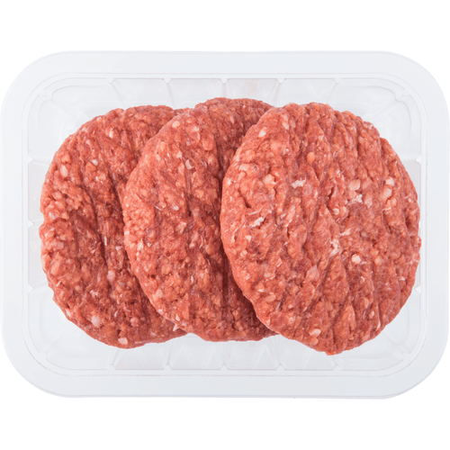 Foto van DekaVers Runderhamburger 3 stuks op witte achtergrond