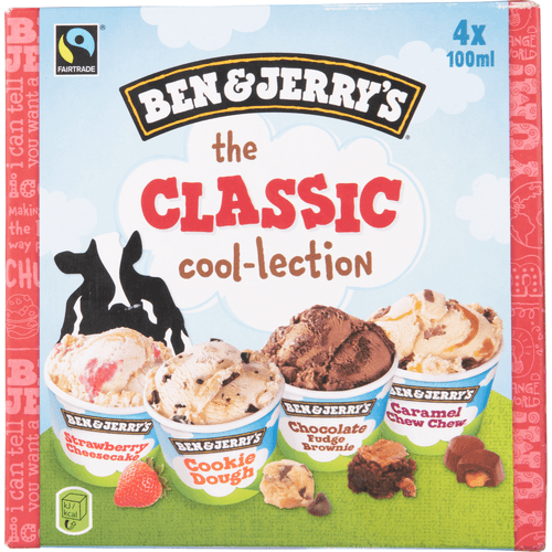 Foto van Ben & Jerry's Classic cool-lection 4 stuks op witte achtergrond