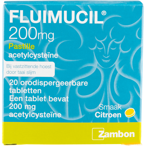 Foto van Fluimucil Hoestpastilles op witte achtergrond