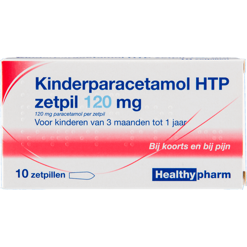Foto van Healthypharm Paracetamol zetpil 120 mg op witte achtergrond
