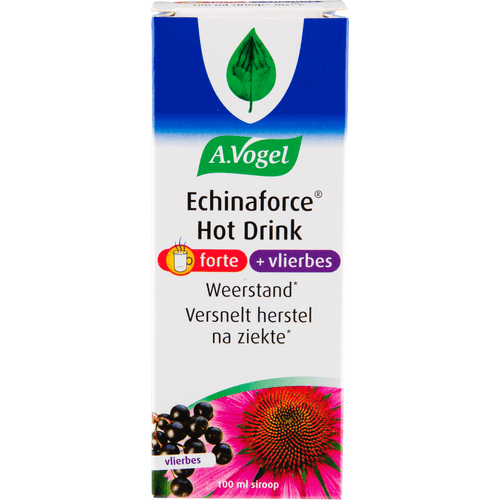 Foto van A. Vogel Echinaforce hot drink weerstand forte vlierbes op witte achtergrond