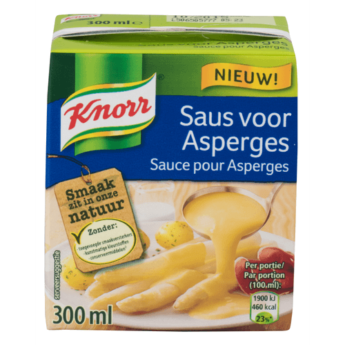 Foto van Knorr Saus voor asperges op witte achtergrond