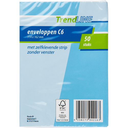 Foto van Trendline Enveloppen C6 50 stuks op witte achtergrond